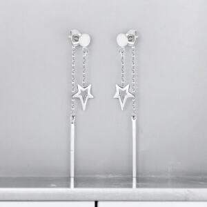 NEW 18K white gold plated star dangle drop chandelier earrings jewelry B28A